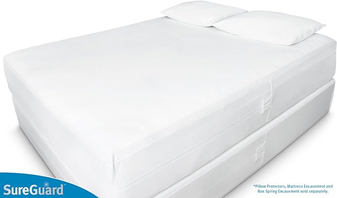 Set of 2 King Size SureGuard Pillow Protectors - 100% Waterproof, Bed Bug Proof, Hypoallergenic - Premium Zippered Cotton Covers - Smooth