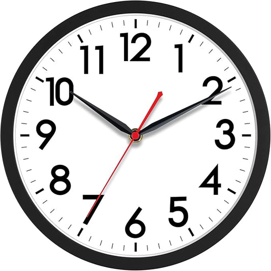 AKCISOT 18 Inch Wall Clock, Battery Operated Analog Clock, Silent Non-Ticking, Ideal for Bedroom, Bathroom, Kitchen, Office and School, Black