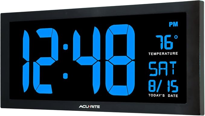 AcuRite Digital Clock, 18-Inch / Blue