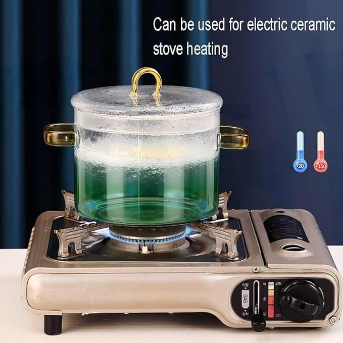 Glass Cooking Pot with Cover, Heat Resistant Glass Saucepan Cooking Pot and Pan with Lid, Glass Cookware Set Cooktop Safe for Pasta Noodle, Soup, Milk, Baby Food (Gradient Green-1500ml)