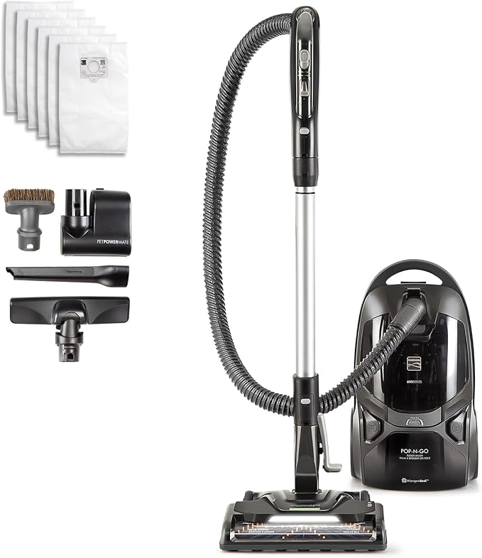 Kenmore BC4039 600 Series Pet Friendly Bagged Canister Vacuum with POP-N-GO, Pet PowerMate, Hair Eliminator Brushroll, HEPA Filter, Performance Indicator, Extended Reach and Auto Cord Rewind