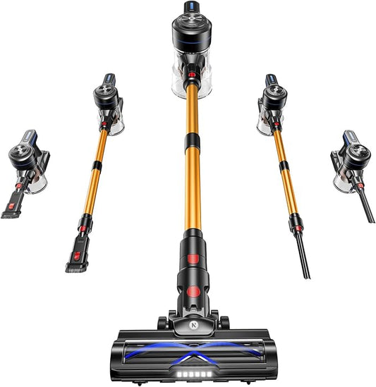 NADALY Cordless Vacuum Cleaner, 580W 50KPa Self-Standing Stick Vacuum with 65-Min Runtime, Anti-Tangle Brush, 1.8L Large Dust Cup, Lightweight Vacuum Cleaners for Home Hardwood Floor Carpet Pet Hair
