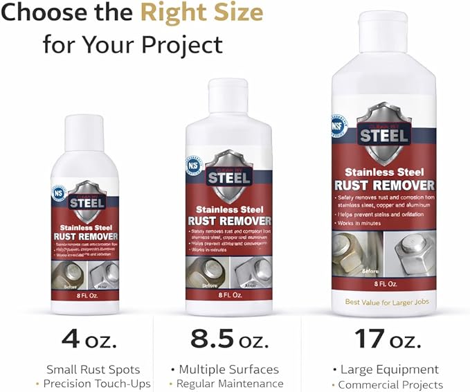 CLEAN MY STEEL Innoshine B570 Stainless Steel Rust Remover and Cleaner, NSF Certified, Approved for Food Contact Areas, 17 oz