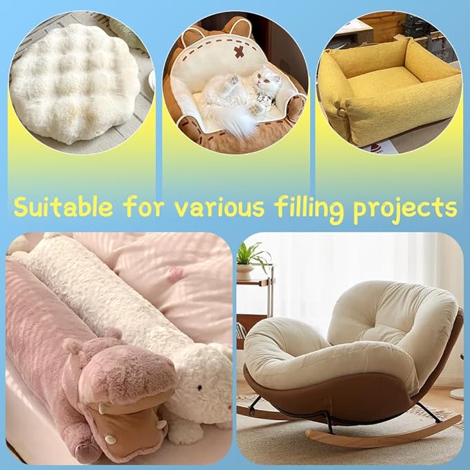 Cotton Stuffing, 700g/24.69oz Natural Combed Cotton Filling, Soft Pillow Stuffing for Stuffed Animals, Premium Crochet for Stuffed Cushions DIY Crafts