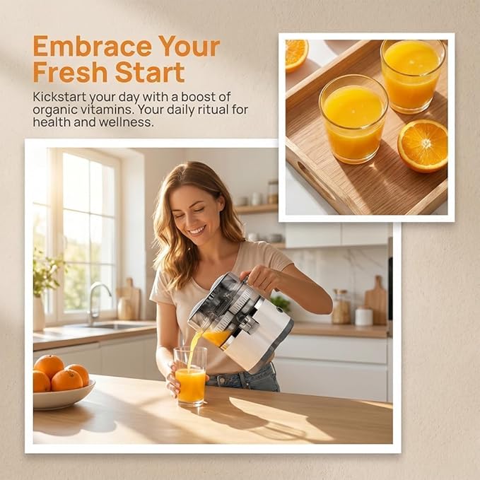 Dual-Head Automatic Citrus Juicer, 2026 New Detachable Dual-Head Electric Citrus Juicer with Built-in Cutter and Cleaning Brush, Electric Orange Juicer Machine for Kitchen (Black)