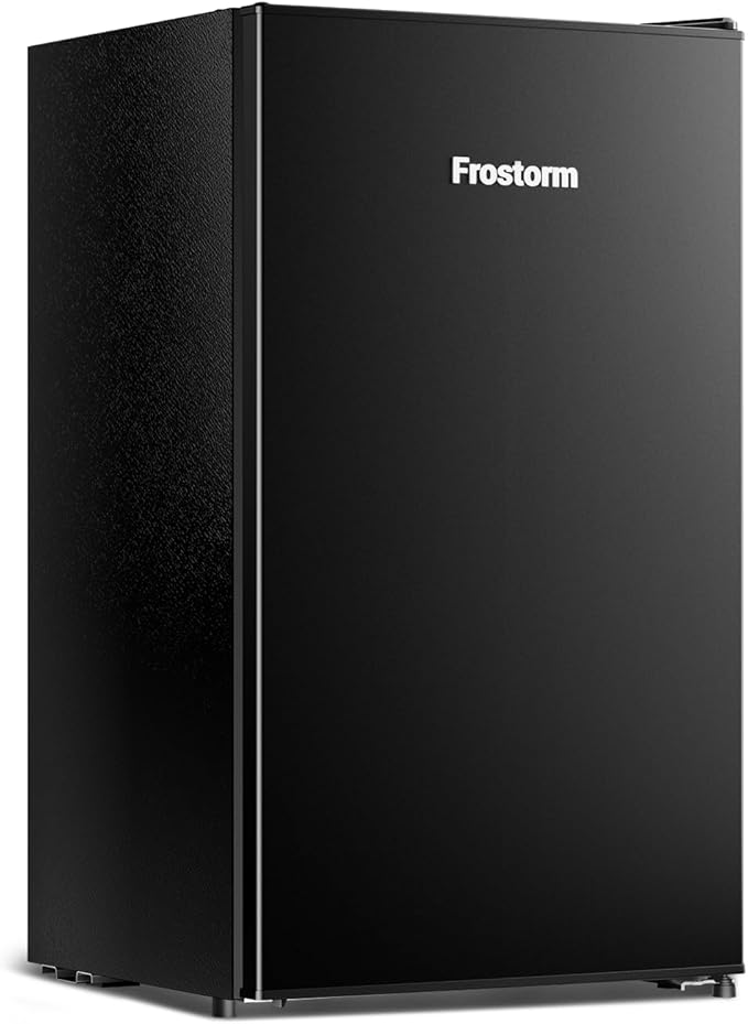3.2 Cu Ft Mini Fridge with Freezer - Energy Efficient, Large Capacity Single Door Upright Freezer for Bedroom, Office & Dorm | Small Fridge, Reversible Door, ETL Certified(Black)
