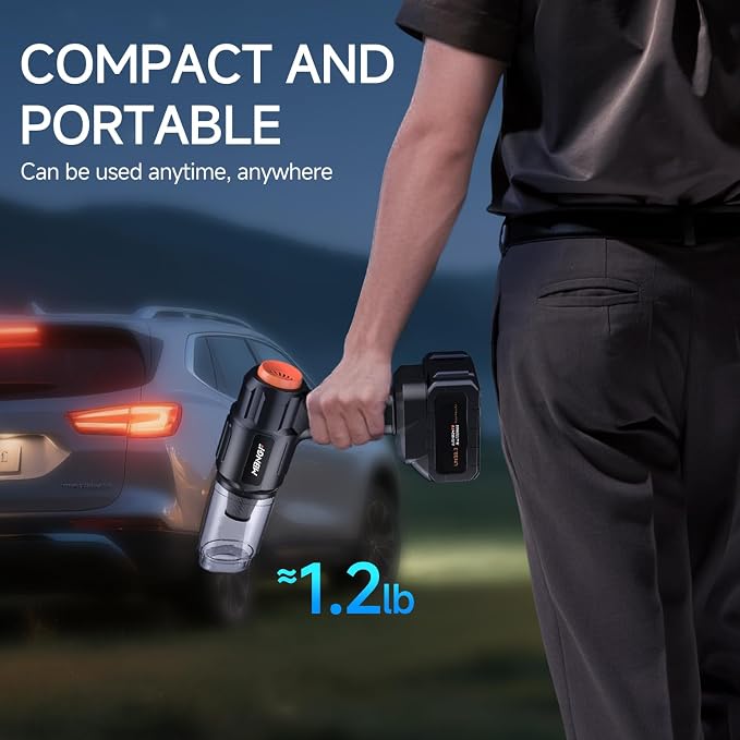 Car Vacuum Portable Cordless, High Power Suction & Blower, Handheld Vacuum Cleaner for Car, Home, Desktop, Keyboard,Birthday Gifts for Men Dad Husband(Rock Black)