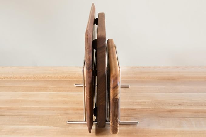 Small Cutting Board Organizer, Lifetime Stainless Steel Stores 1" Thick Baking Pans and Sheets, Fits in Cabinets