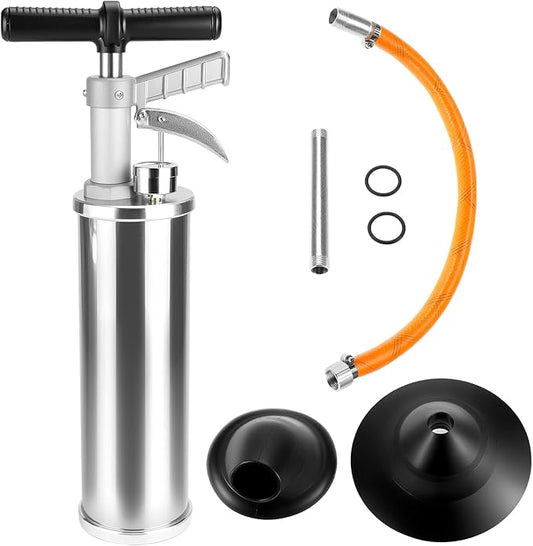 QWORK Air Pressure Drain Blaster Pump, Quick Pipe Cleaner for Toilet, Sink & Shower