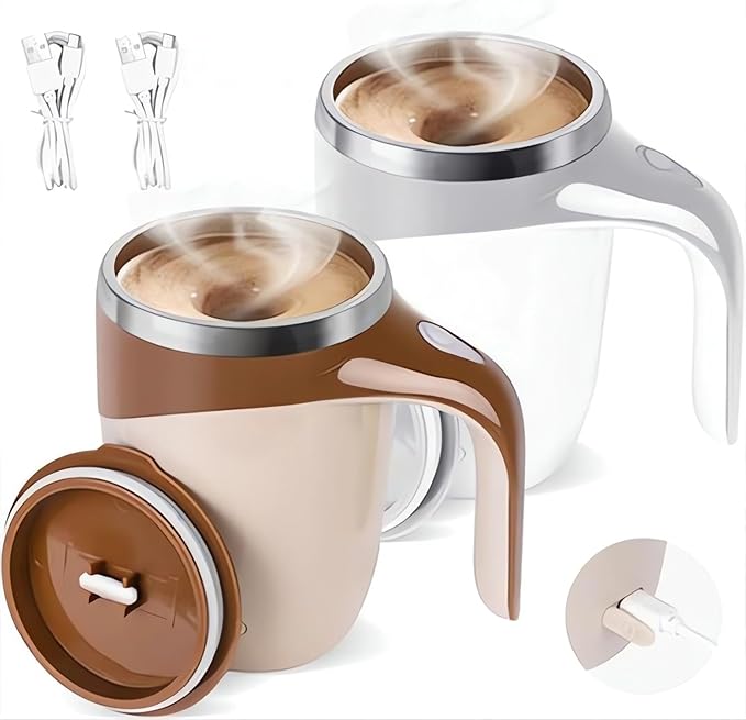Automatic Magnetic Stirring Coffee Mug 2025 Upgrade Reusable Coffee Mug Rechargeable Electric Self Stirring Coffee Mug Rotatable Metal Coffee Mugs High Speed Mixing Cup for Office Home (Z - Both)