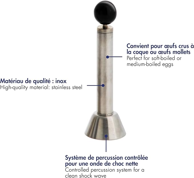 Louis Tellier(LT) LT 18-10 Egg Top Cutter N4183 - Stainless Steel Egg Slicer - Hands-Free Operation, Easy Clean