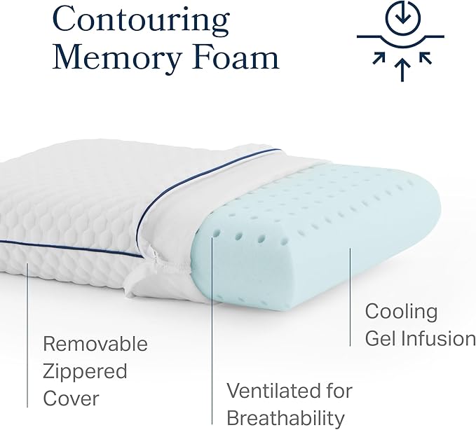 Weekender Gel Memory Foam Camping Pillow - Travel Essentials & Must Haves - Camping Gear & Accessories - Contouring Neck Support - Small Size Compatible for Car, Airplane, and Beach - 1 Pack