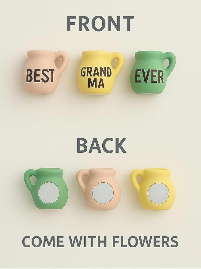 Mini Vase Magnets for Fridge - Christmas Grandma Gifts from Granddaughter, Best for Grandma for Birthday