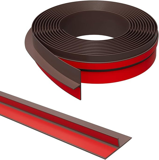 Elvone T-Shaped Door Draft Stopper, 1.97 in x 40 Ft Silicone Seal Strip for Windows Gaps, Weather Stripping Seal Strip Shower Sweep, Brown