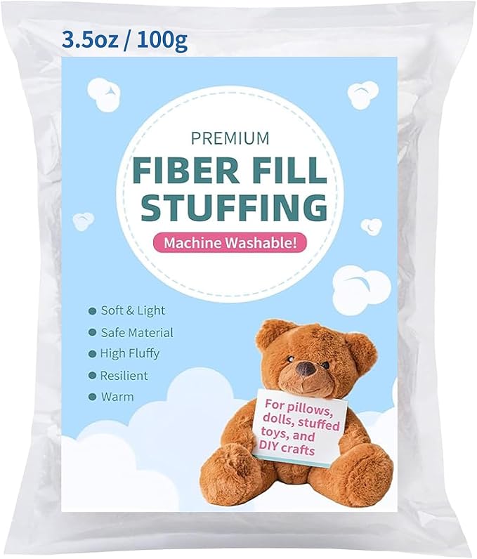 Fiberfill Stuffing for Crochet Animals, Crafts, Cushion and Clouds, Premium Quality Fiber Fill Pillow Stuffing Machine Washable Ployester. 100g/3.5oz