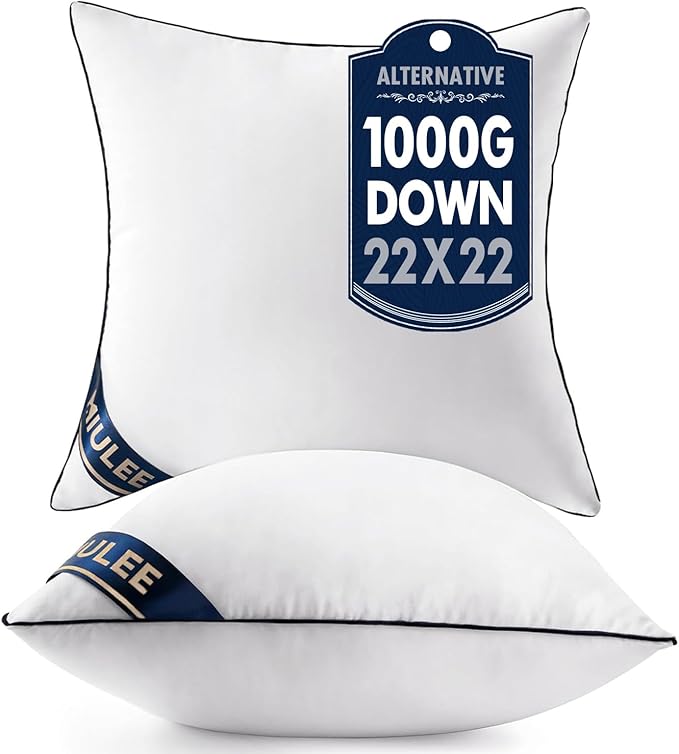 MIULEE 22x22 Pillow Inserts Set of 2 Throw Pillows 22 Inch Premium Down Alternative Pillow Inserts Decorative Pillow Stuffer for Sofa, Couch (22x22 inch, Set of 2)