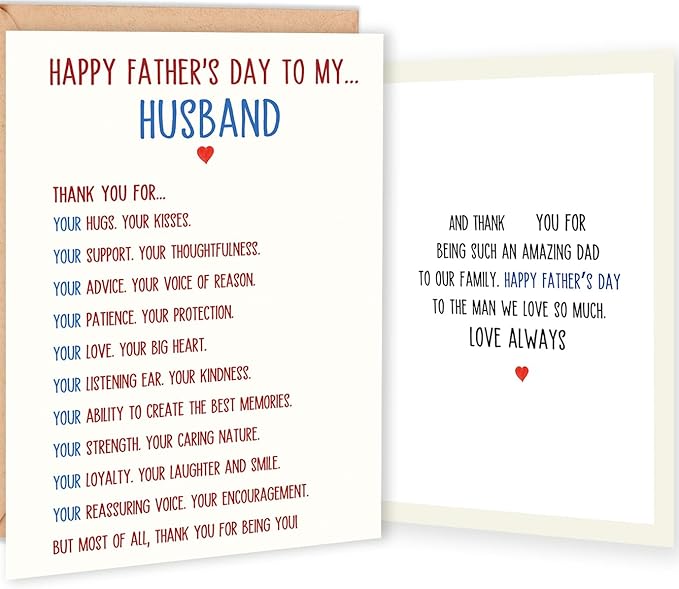 Funny Fathers Day Card Gifts for Husband, Happy Fathers Day Card from Wife, Unique Father’s Day Decorations for Men