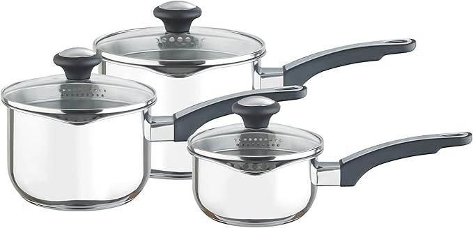 Prestige Everyday Straining Stainless Steel Cookware Set, 3-Piece - Silver