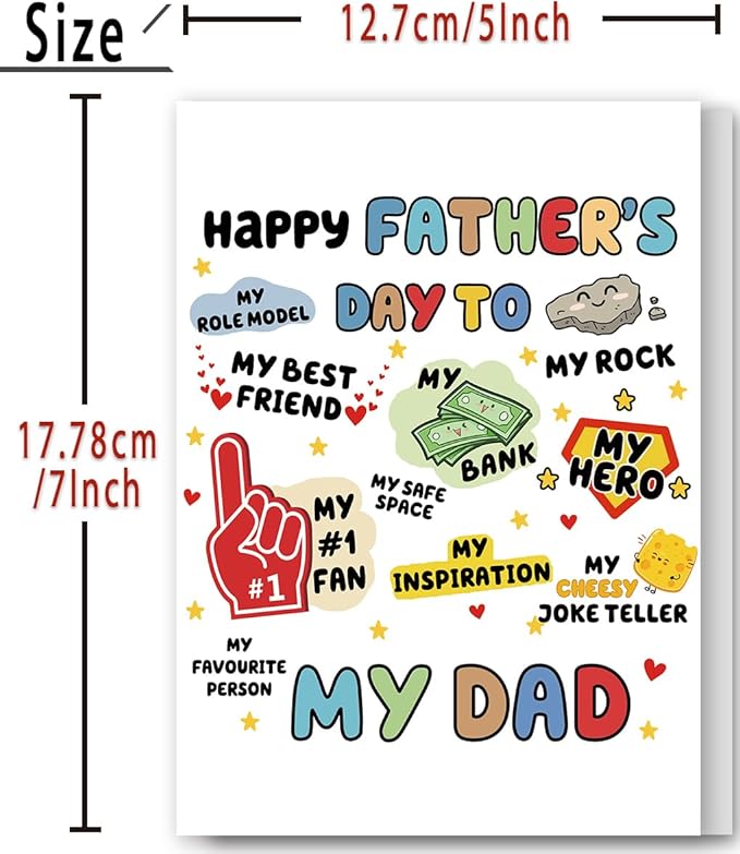 FANCYLUCKY Happy Fathers Day Card Gifts from Daughter Son, Funny Father's Day Card for Dad, Cute Dad Card