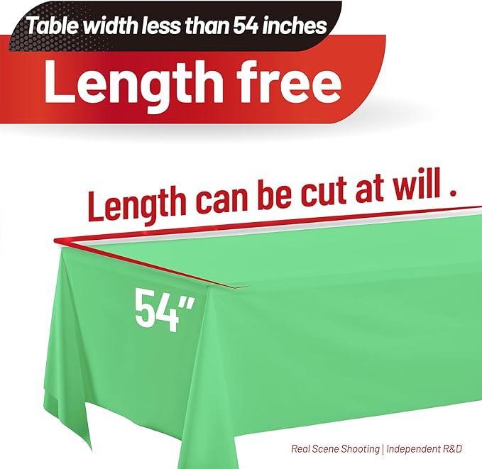 Plastic Table Cloth, 110 Ft X 54 In Plastic Table Cloth Disposable Sage Green Tablecloth Premium PEVA with Any Cut Sliding Cutters Disposable Tablecloth for Picnics, Parties, Birthdays, Festivals