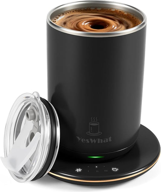 Self Stirring Coffee Mug, Self Heating Coffee Mug 10 oz, Heated Coffee Mug with Smart Temperature Control, Electric Coffee Cup with Heating Base, Auto Shut Off Warming Mug for Mom