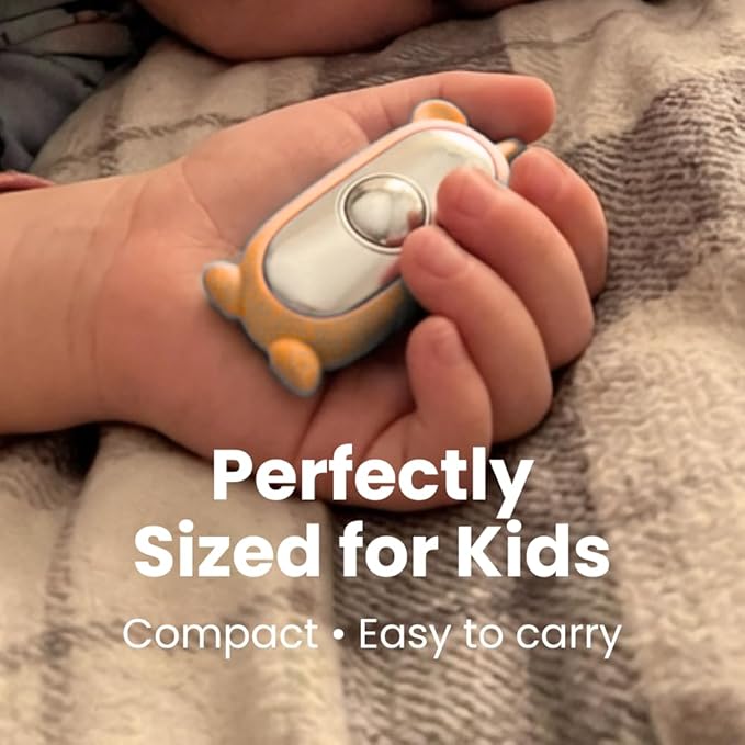 Glowco CalmCarry Mini Bear Kids Sleep Aid Device – Handheld Microcurrent Relaxation Tool, Supports Calm, Focus & Gentle Relief, USB Rechargeable, Portable Wellness Device for Children (Orange)