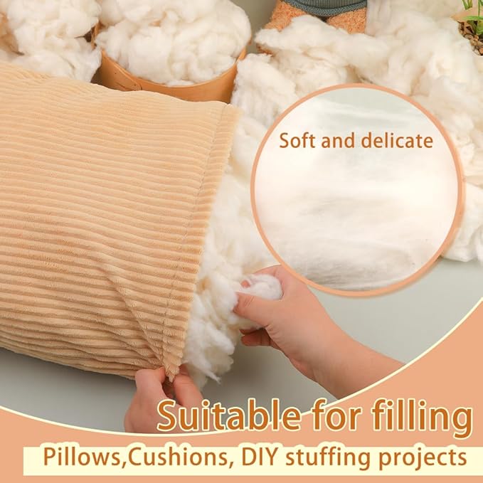 ZXIIXZ 1.1 lb Cotton Stuffing for Stuffed Animals, (7oz-4.4 lb) Premium Natural Cotton Filling, Warm Cotton Batting Fiber Fill for Pillow Cushion Stuffing, Home DIY Craft Stuffing, 500g/1.1 lb