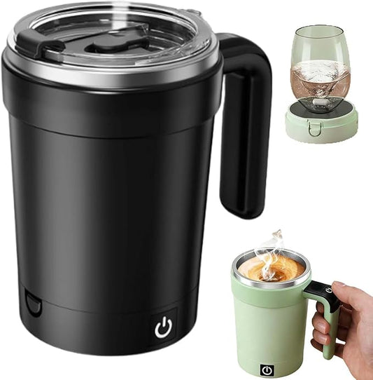 Electric Coffee Mug Cup Self Stirring Coffee Tumbler Travel Coffee Mug Warmer Automatic Magnetic Stirring Coffee Mug Coffee Travel Mug Stirring Cups Coffee Mug Warmer (Black)