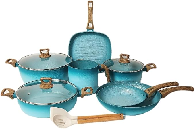 Terracotta 12 Piece Cooking Set with Milk Cup - Turquoise