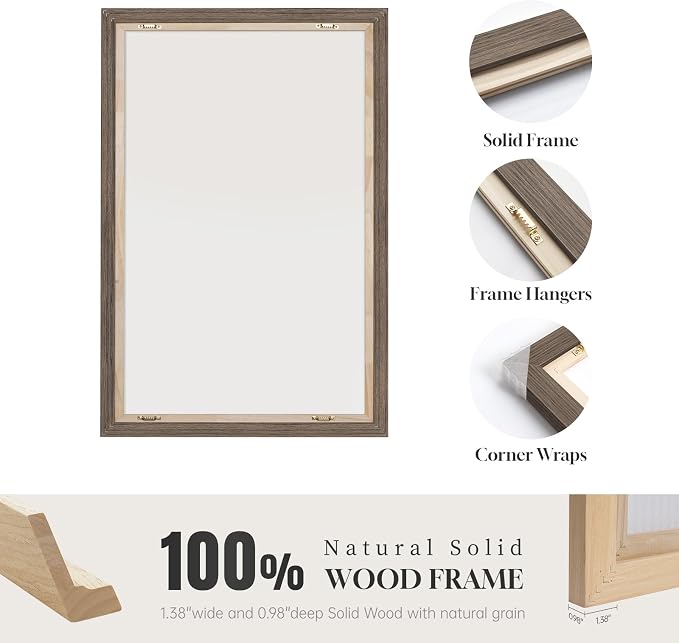 Large Framed Neutral Abstract Wall Art, 3 Piece Rustic Beige and Brown Canvas Prints Paintings Artwork for Walls, Minimalist Stone Pictures for Living Room Hallway Stair Office Wall Decor 20x30 In