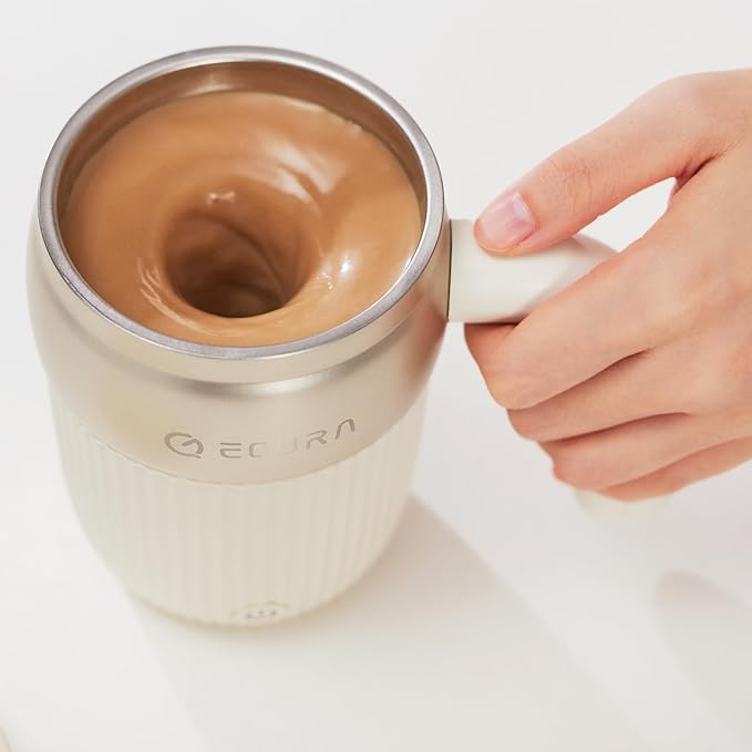JOTER & LIBEAR Self Stirring Coffee Mug, Rechargeable Magnetic Stirring Cup, Electric Mixing Mug with Lid for Coffee/Milk/Cocoa and Other Beverages - 15 Oz (White) Christmas, Birthday Gifts
