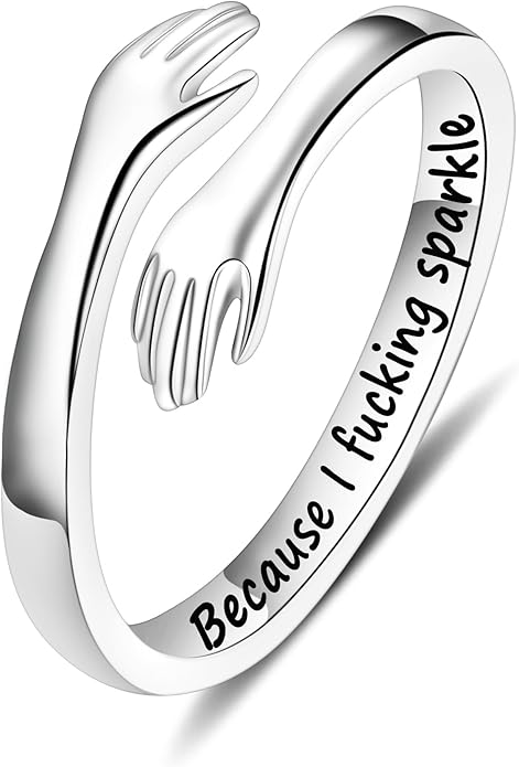 Yesteel Mothers Day Gifts - S925 Sterling Silver Hug Ring for Women Teen Girls, Adjustable Ring Jewelry Mothers Day Birthday Gifts for Daughters Mom Sister Wife Friends Grandma