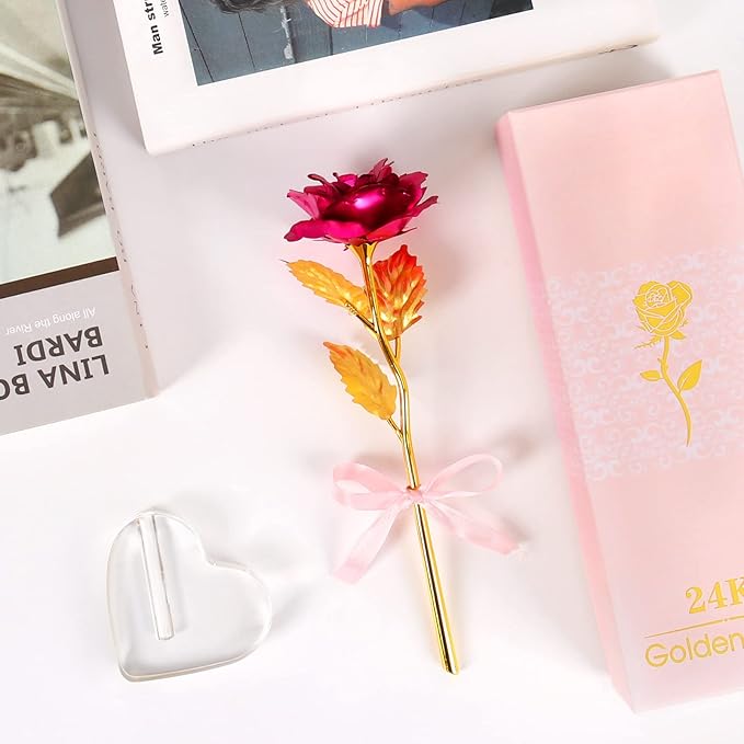 Mothers Day Mom Gifts for Women Grandma, Artificial Forever Birthday Flowers Galaxy Glass Eternal Roses with Heart Shaped Crystal Vase, Mother's Day Anniversary Wedding Rose Gifts for Wife Sister