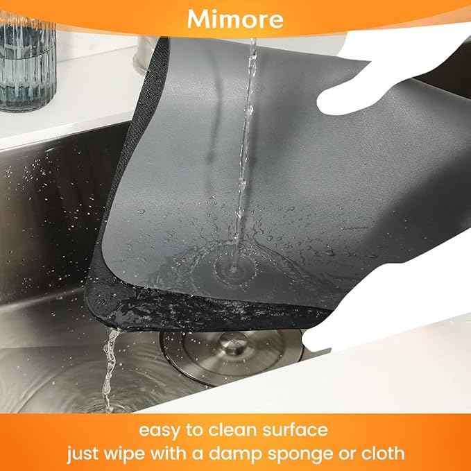 Mimore Coffee Mat - 12x19 Inch Grey Countertop Mat - Absorbent, Hides Stains, Rubber Backed - Dish Drying Mat Fits Under Coffee Maker or Espresso Machine