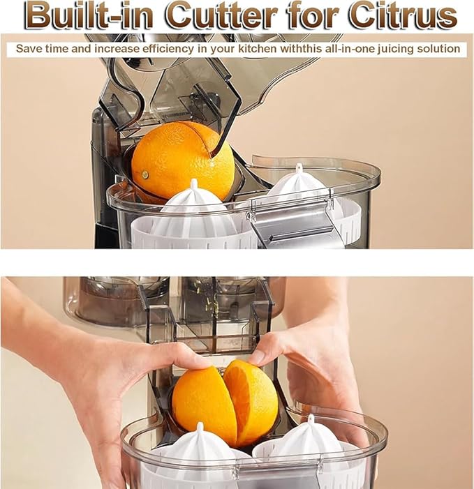 100W Electric Double-Head Juicer, Easy to Clean and Dishwasher-safe Parts, with 18000 RPM Powerful Motor for Orange, Lemon, Lime, High Juice Yield. (Black)