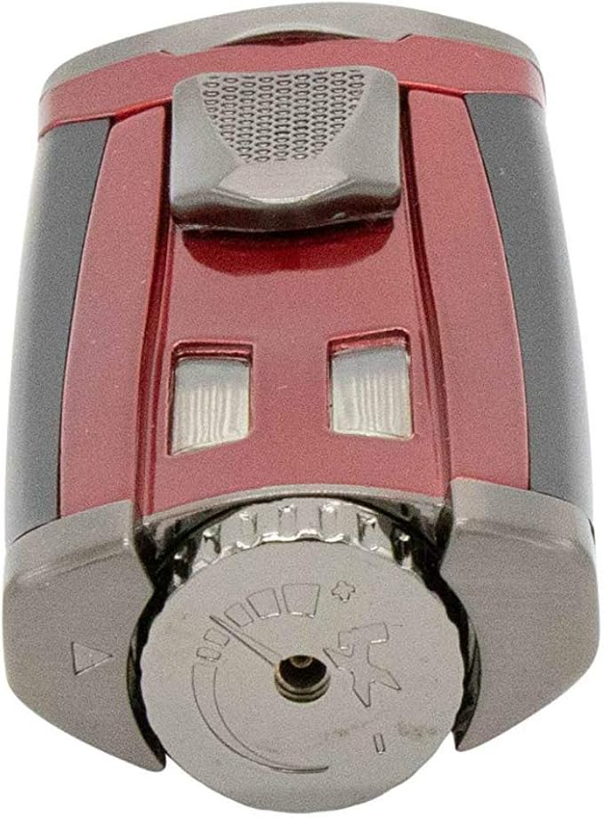 Xikar HP3 Inline Triple Flame Cigar Lighter, Attractive Gift Box, EZ-View Red Fuel Window, Honeycomb Texture, Daytona Red