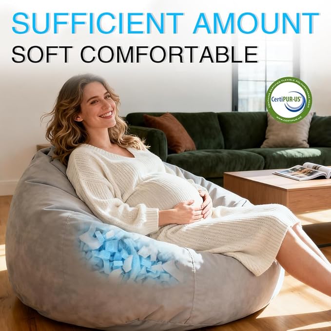 Shredded Memory Foam Filling - Premium Soft Bean Bag Filler, 40lbs Blue & White Pillow Stuffing for Couch Cushion, Dog Bed, Chair - High Density, No Chemical Smell, Easy to Use