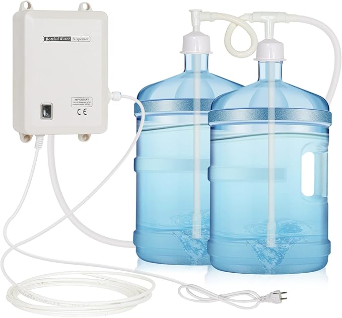 LIYUAN Bottle Water Dispensing System with Double Inlets 5 Gallon Water Jug Pump 5Gal Electric Water Dispenser Automatic Refrigerator Ice Maker Water Dispenser Pump for Home and Kitchen
