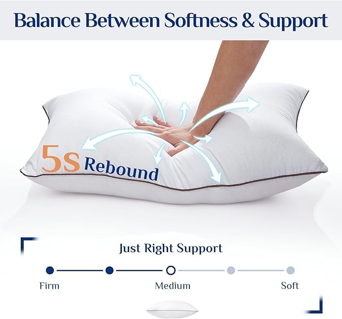 JOLLYVOGUE King Size Pillows Set of 2 for Sleeping, Soft and Supportive Bed Pillows with Down Alternative Filling for Side and Back Sleepers, Hotel Collection