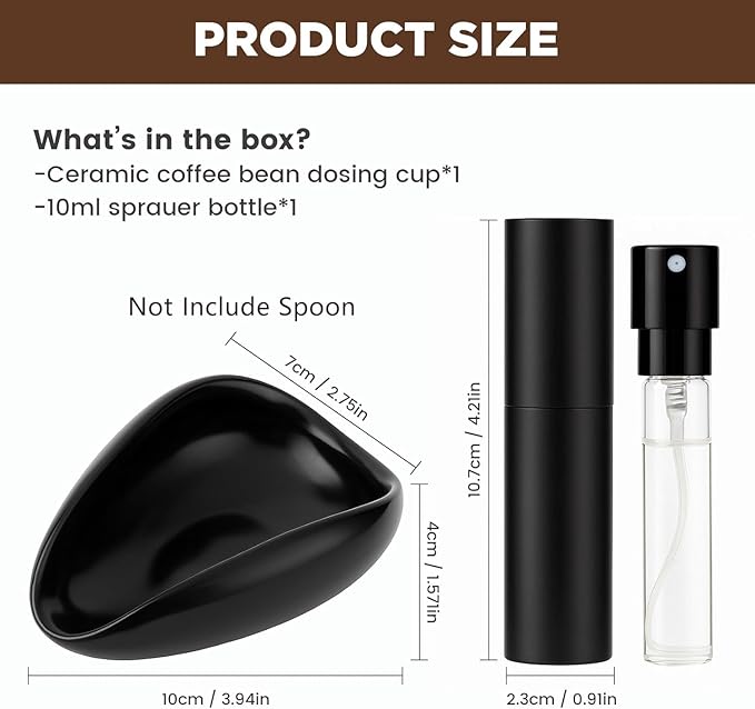 Ceramic Coffee Bean Dosing Cup + Sprayer Gift Set, Spoon Rest, Mini Coffee Spoon Holder for Tea Spoons Stirrers, Coffee Station Decor, Espresso Coffee Bar Accessories & Essentials(Not Include Spoon)