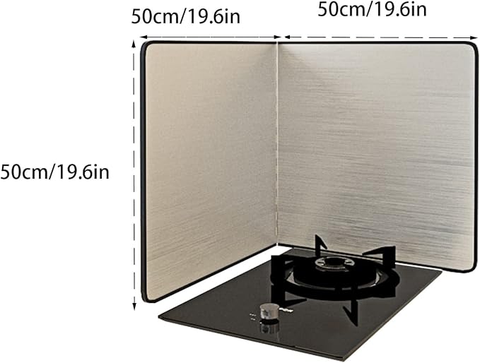 Cooking Splash Guards, Stainless Steel Oil Splatter Guard, Stove Splash Guard, Folding Splash Shield Panel, Non-Stick 3 Sided Splatter Guard, for Gas Stoves and Frying Pa,50x50cm