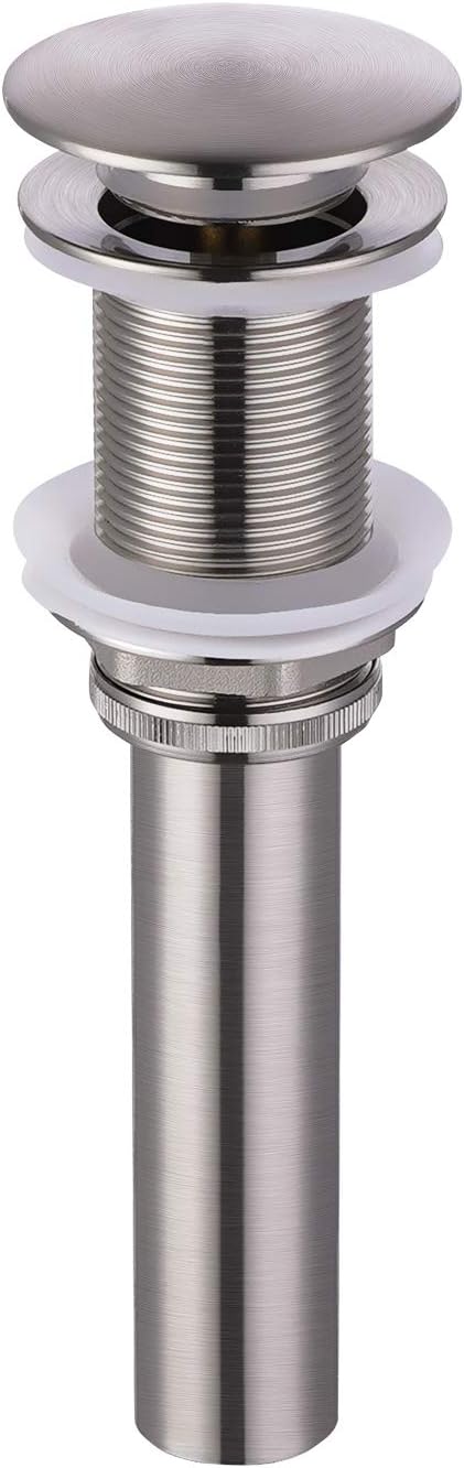 KES Bathroom Sink Drain Without Overflow Vessel Sink Lavatory Vanity Pop Up Drain Stopper Brushed Nickel Finish for 1.6"-1.9" Sink Hole, Brass and Stainless Steel, S2008D-BN