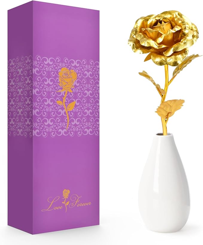 Gifts for Mom Grandma Wife, First Mothers Day for New Mom Gifts from Daughter Son Husband, Presents for Women Rose Flower with Vase on Mother's Day Valentines Christmas Anniversary