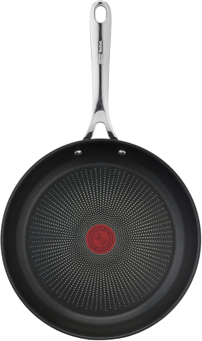 T-Fal x Jamie Oliver Nonstick Coated Stainless Steel Pan 11-Inch, Induction Compatible, Oven Safe up to 500°F, Chef's Stainless Steel Skillet, Frying Pan, Silver