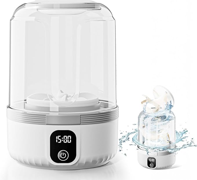 Underwear Washing Machine, Upgrade 1.5L Mini Portable Washing Machine Rechargeable Underwear Washer Deep Cleans Small Clothes for Apartment, Dorm, RV, Travel & Hotel Use (White)