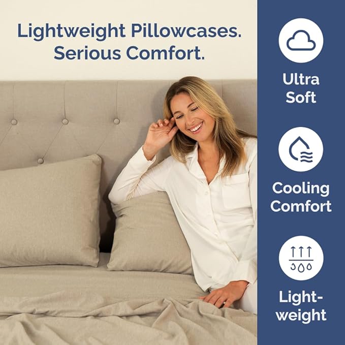King Standard Pillow Cases Set of 4 - Soft Hotel Quality Pillowcase Covers - Comfy Bedding for Women, Men, Kids & Teens - Machine Washable Pillow Protectors - 4 Piece - King Standard Heathered Beige