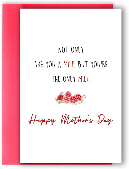 Ziwenhu Funny Milf Mother's Day Card for Wife, Naughty Mother's Day Cards from Husband,The Only Milf,Mothers Day Gift Idea for Women