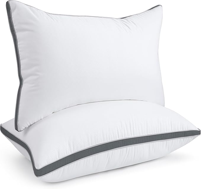 viewstar Bed Pillows Queen Sizes Set of 2, Hotel Quality Cooling Down Alternative Gusseted Pillows for Side, Back, or Stomach Sleepers, Dark Grey