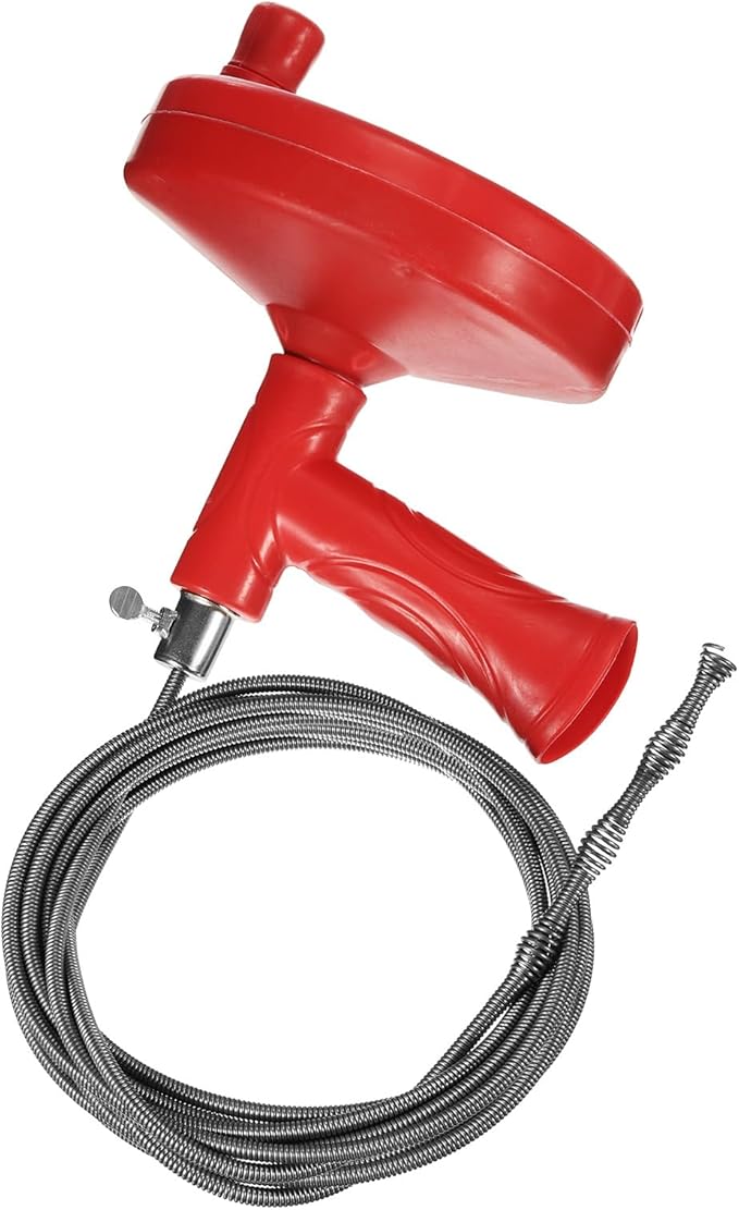 HARFINGTON Drain Augers 13 Ft Stainless Steel Flexible Plumbing Auger Hair Drain Cleaner Tool Toilet Auger Clog Remover Tool for Kitchen Bathroom Shower Sink Toilet Bathtub, Red