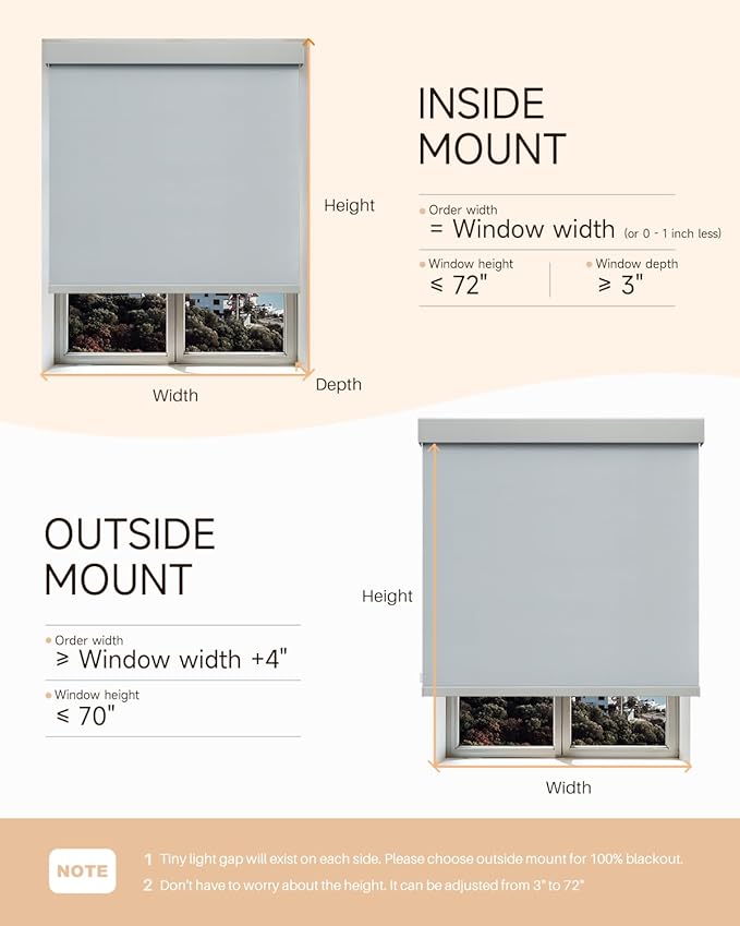Smart Roller Shades for Windows, Alexa Blackout Motorized Blinds with Remote Control, Easy Install Automatic Electric Blinds for Indoor (52" W x 72" H, Gray)